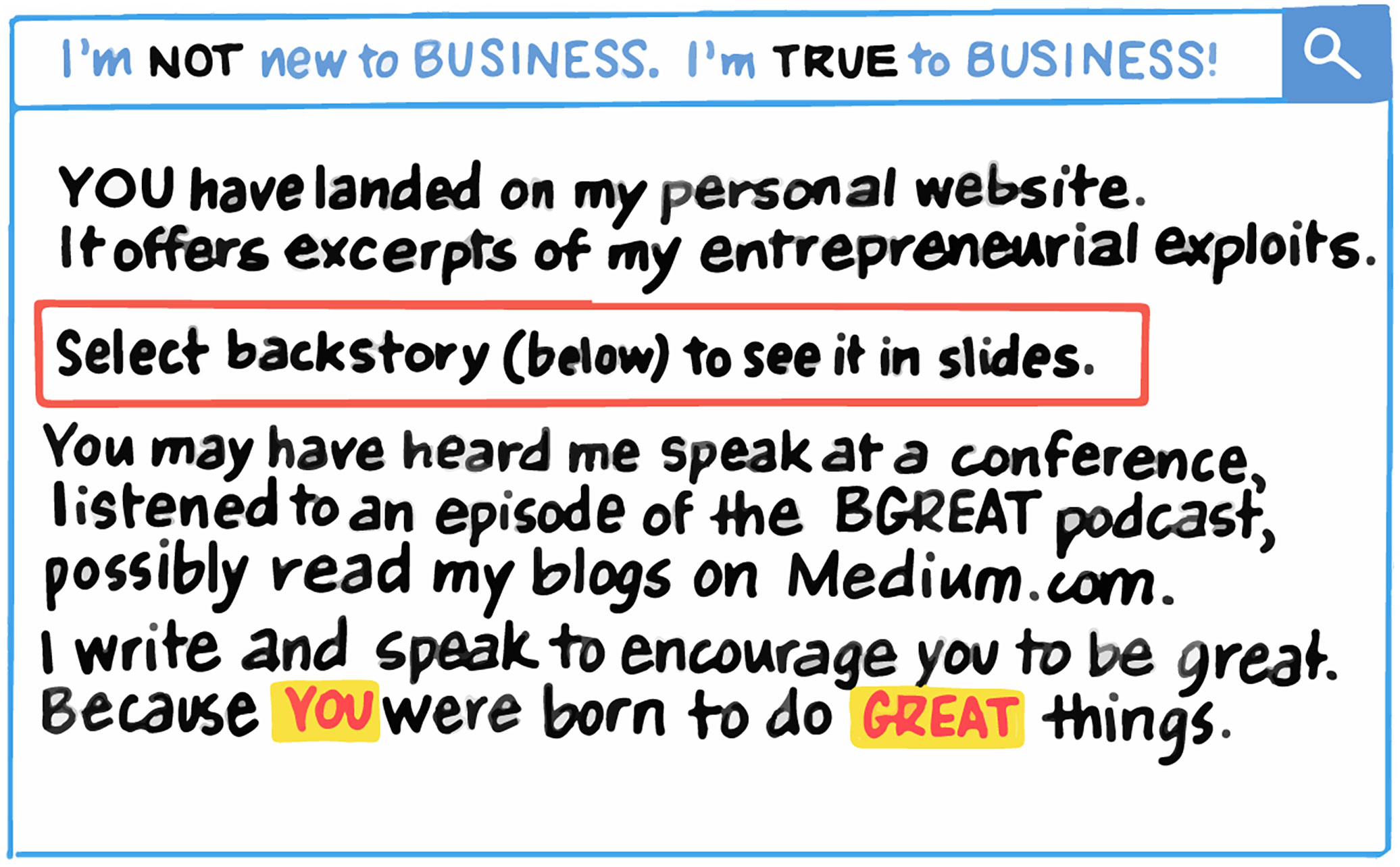 You have landed on my personal website. It offers excerpts of my entrepreneurial exploits. Select backstory below to see it in slides.